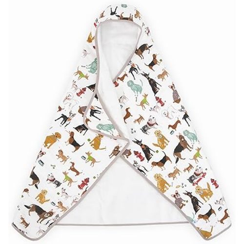 Little Unicorn Premium Hooded Bath Towel| Absorbent Cotton & Terry Blend | Larger Size, 1-6 Years (Woof)