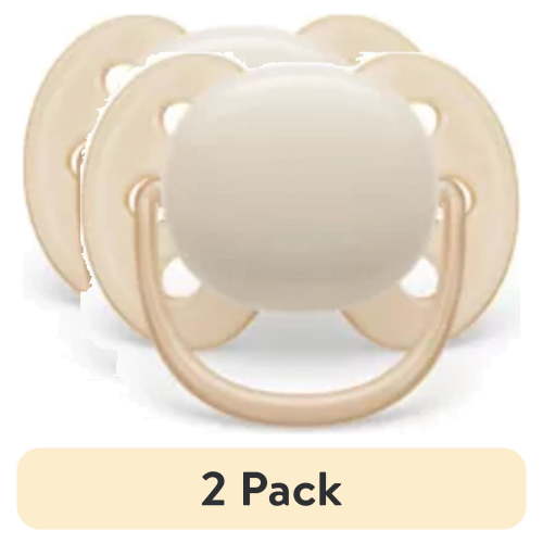 (2 pack) Philips Avent Ultra Soft Pacifier 0-6M, Sand / Pastel Warm Green, 2 Pack SCF091/05