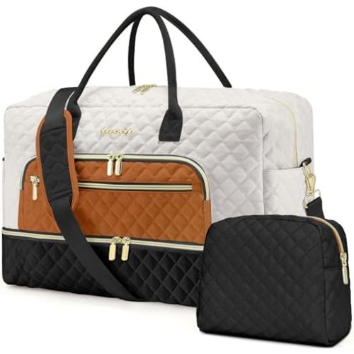 Travel Duffle Bag Weekender for Women - Carry-On Overnight Bag Personal Item Bag with Shoe Compartment & Wet Pocket Large Weekend Tote Bags with Toiletry Bag Hospital Bags for Labor and Delivery