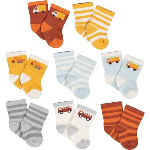 Gerber Unisex Baby 8-Pair Wiggle-Proof Sock