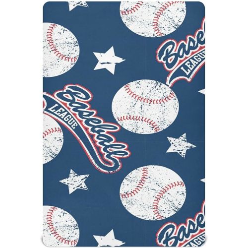 Baby Crib Sheet Star Baseball Sport Crib Mattress for Boys and Girls Playard Sheet Soft Breathable Fitted Baby Mattress Cover 52x28in