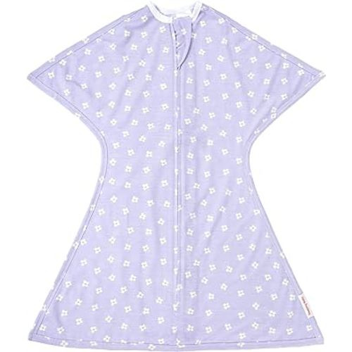 SleepingBaby Zipadee-Zip Transition Swaddle - Cozy Baby Swaddle Blanket with Zipper Convenience - Roomy Wearable Blanket for Easy Diaper Changes - Paperwhite Flowers, X-Small (3-6 Month)