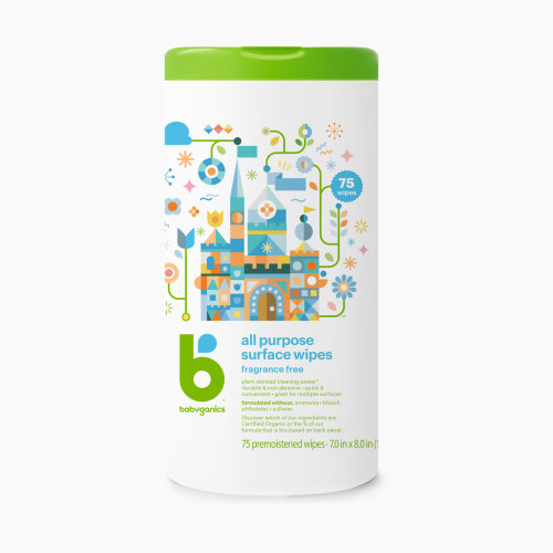 Babyganics All Purpose Surface Wipes - Fragrance Free, 75