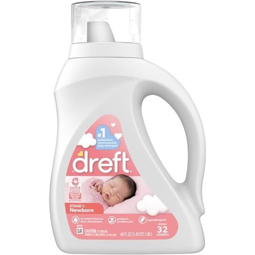 Dreft Stage 1: Newborn Baby Liquid Laundry Detergent, 32 loads, 46 fl oz