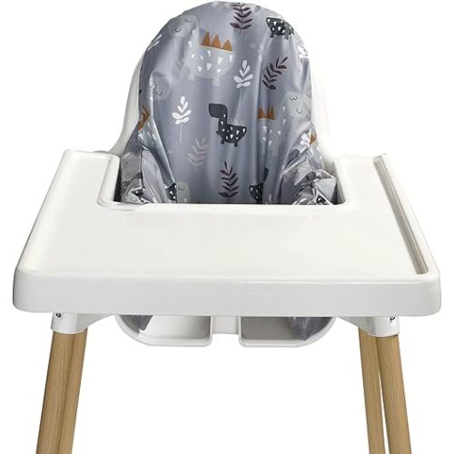 Highchair Cushion Cover for Inflatable Cushion, Compatible for IKEA Antilop Highchair, High Chair Accessories Stain-Proof and Wipeable Cushion Cover (Cushion NOT Included)(Dino Grey)