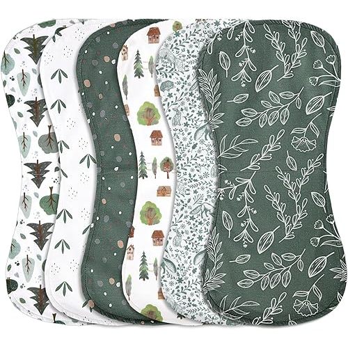 6 Pcs Organic Burp Cloths Soft Muslin Baby Burping Cloths Absorbent Cotton Burp Cloths for Babies Unisex Neutral Newborn Spit up Rags for Baby Boys and Girls Gift
