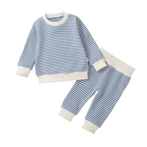 Baby Toddler Boys 2Pcs Fall Outfit Waffle Stripe Long Sleeve Top and L – August + Willow