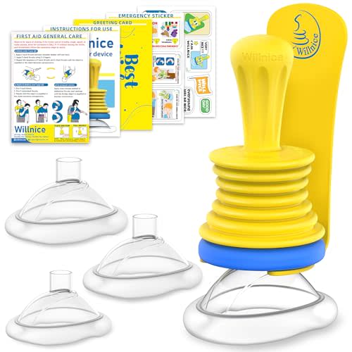 Willnice Choke Reliever, Choking Rescue Device with Hook for Easy-Access - 4 Sizes, Covering All Age Groups' Needs, Home and Travel Assist Kit, Easy to Use & Portable