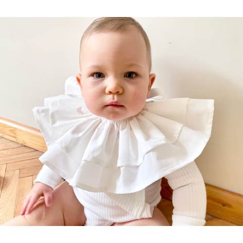ruffle bib, removable pierrot collar, double ruffle collar, cotton bib with ruffle, baby neck ruff