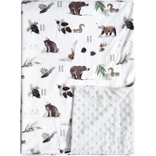 david's kids Micro Fleece Minky Baby Blanket for Boys Girls with Double Layer and Soothing Raised Dots, Breathable and Soft Lightweight Receiving Blanket for Newborns, 40x50 Inches, Animals