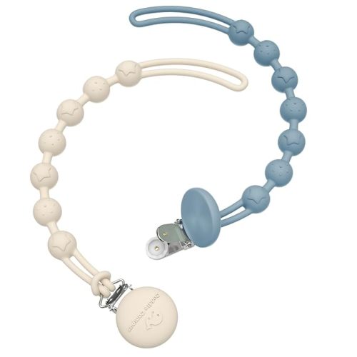 Cuddle Campus Silicone Pacifier Clip Holder with One Piece Design, Pack of 2 Soft Flexible Binky Clips with Texture for Baby Boy and Girl(6m+) - Pale - 6m+ Round