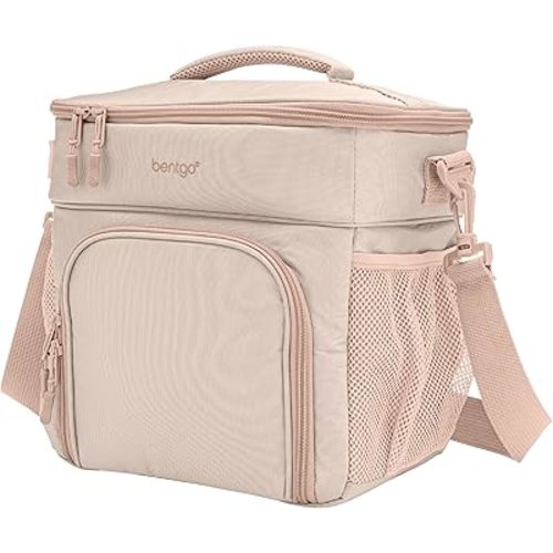 Bentgo Prep Deluxe Insulated Multimeal Bag - Lunch Box Bag, Holds 5 Meals, Premium Insulation up to 8 Hrs, Durable, Water-Resistant - Large Capacity For Adult Meal Prep (Sand)