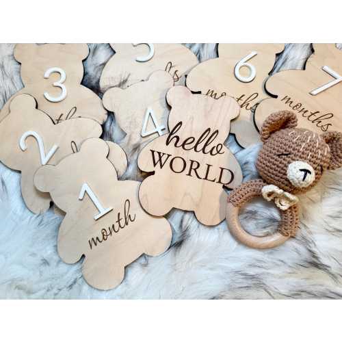 Baby Monthly Milestone Maker | Teddy bear Milestone| Monthly Wooden Milestone