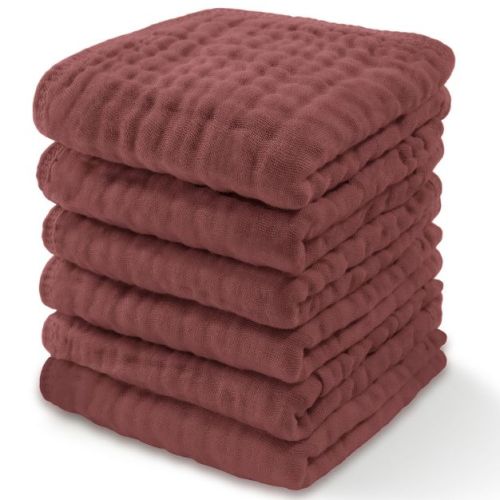 Baby Washcloths Muslin Cotton, Large 10”x10” By Comfy Cubs (fern, Pack Of 6)