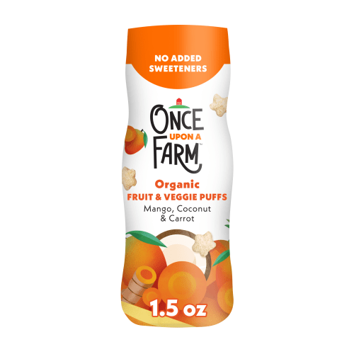 Once Upon a Farm Organic Baby Puffs Mango Carrot Coconut Fast Dissolving Snack