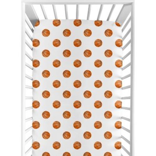 Sweet Jojo Designs Boy Baby Fitted Crib Sheet Watercolor Sports Theme Orange and White