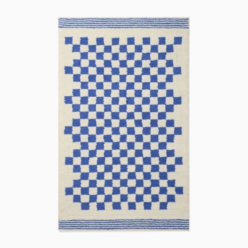 Kids Soft Checkered Shag Washable Rug