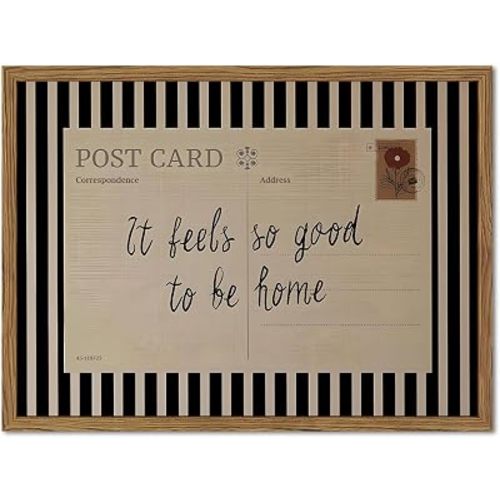 It Feels So Good to Be Home Sign Wall Art Vintage Inspirational Quote Postcard Wall Decor Picture Minimalist Striped Poster Canvas Painting Print for Living Room Bedroom 12x16 Inch Wood Framed