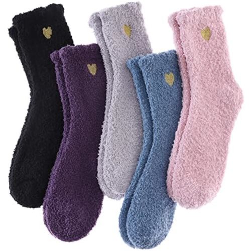 LINEMIN Womens Fuzzy Socks Cozy Fluffy Winter Warm Slipper Socks Microfiber Soft Home Sleeping Socks