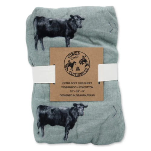 Olive Angus Bamboo Muslin Crib Sheet – Cowkid Clothing Company