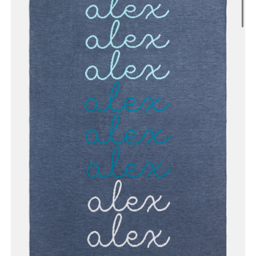 Script Ombre Name Blanket - Denim/Light Blue- size Throw