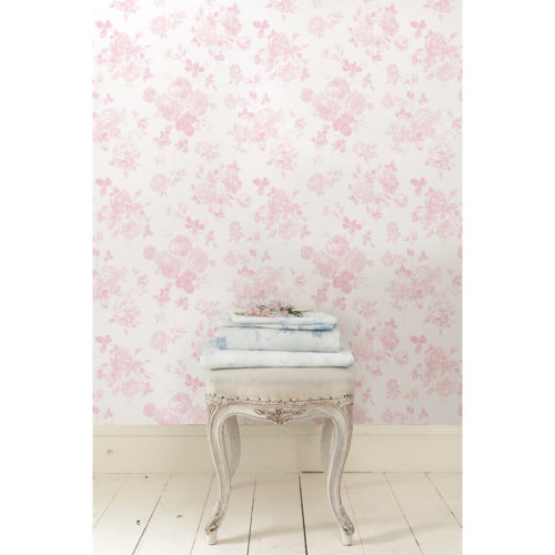 18' L x 20.5" W Everblooming Rosettes Peel & Stick Wallpaper Roll