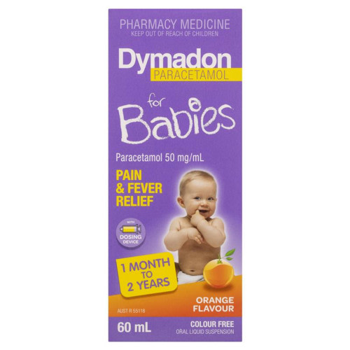 Dymadon Paracetamol Pain Relief 1 month - 2 years Colour Free Orange 60ml