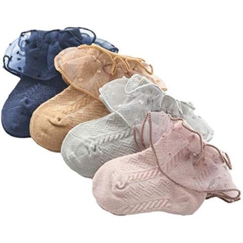 Colorful Childhood Baby-Girls Eyelet Ruffle Lace Socks Toddler Double Lace Dressy Short Socks Newborn/Infants