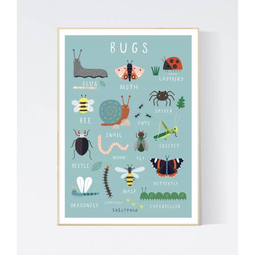 Bugs Wall art - wall art - Children's prints - Children's wall art - Children's Illustration