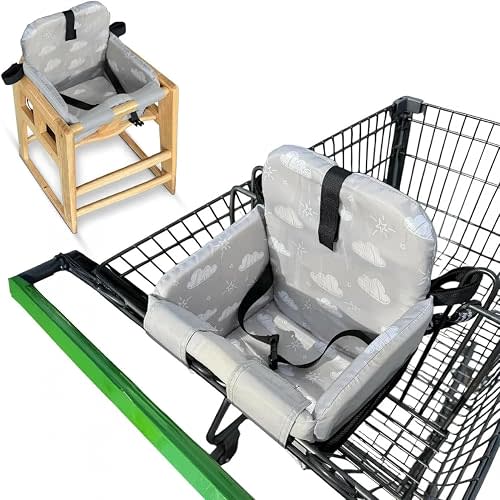Shopping Cart Seat Cover for Baby, Grey Clouds