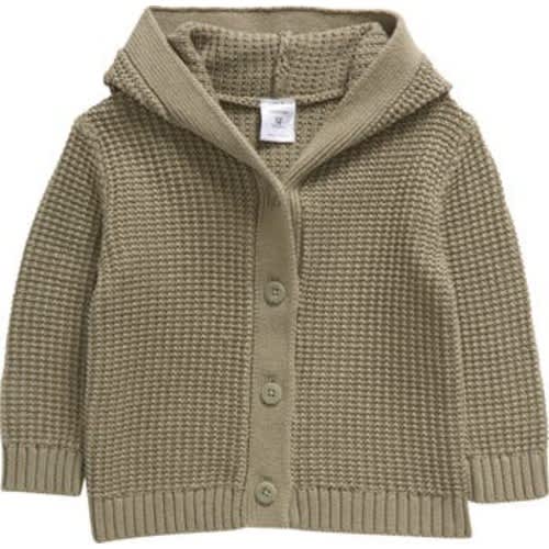 Core Hooded Cotton Cardigan, 6M