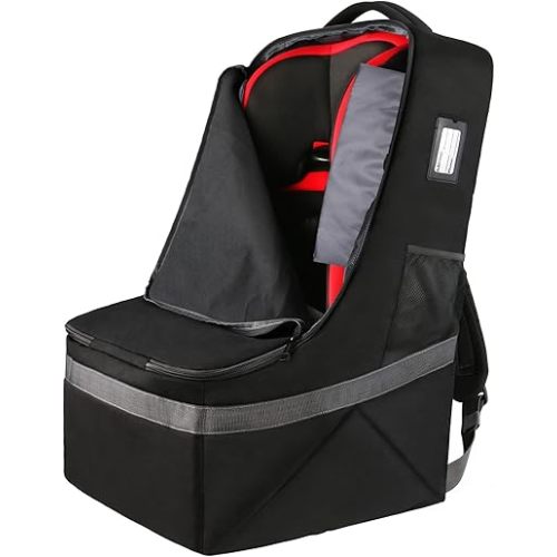 YOREPEK Padded Car Seat Travel Bag Backpack for Airplane, Heavy Duty Car Seat Bags for Air Travel, Carseat Cover for Airplane Travel with Shoulder Strap, Car Seats Carrier for Airport, Black