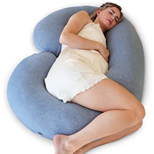 Pharmedoc Pregnancy Pillows, C-Shape Full Body Pillow – Cooling Cover Grey – Pregnancy Pillows for Sleeping – Body Pillows for Adults, Maternity Pillow and Pregnancy Must Haves