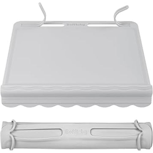 Silicone Placemats for Baby & Kid, Eating Mat with Teething Edge Bumper, Rollable Travel Baby Mat with Built-in Rope, All-in-One Travel Mat for Dining and Activities On-the-Go, BPA Free, 12"x11", Gray