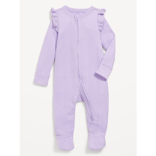 2-Way-Zip Sleep & Play Ruffled Footed One-Piece for Baby
