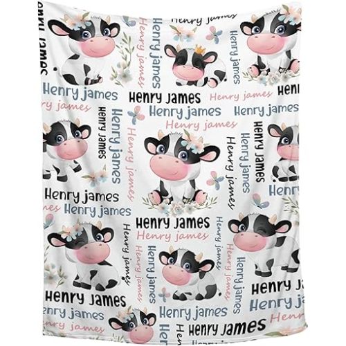 Personalized Custom Baby Blanket with Name - Soft Flannel Throw Blanket for Girls, Boys, Toddlers & Newborns - Perfect for Birthday, Baby Shower Gifts