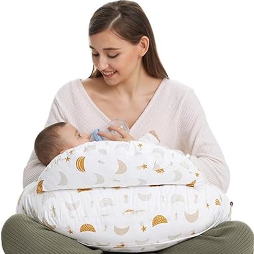 Momcozy Original Nursing Pillow and Positioner, Plus Size Breast Feeding Pillow for More Support for Mom and Baby Boy or Girl,Baby Essentials for Nursing or Bottle Feeding and Removable Cotton Cover