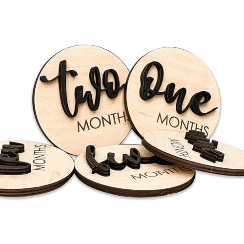 Baby Monthly Milestone, Wooden Baby Milestone Signs, Monthly Milestone Wood Discs, Baby Milestone Discs (S001)