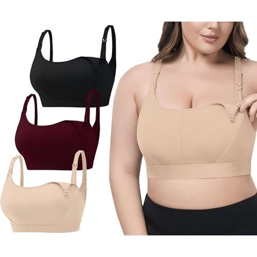 Women Maternity Pregnancy Nursing Bras for Breastfeeding - 3Pack(S-4XL) - Adjustable Comfortable Bralette