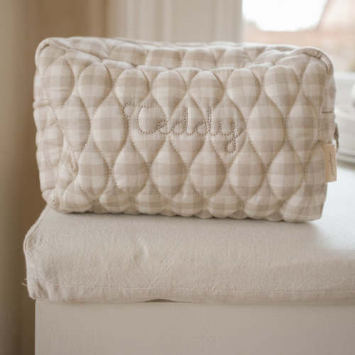 Toiletry Pouch - Beige Gingham
