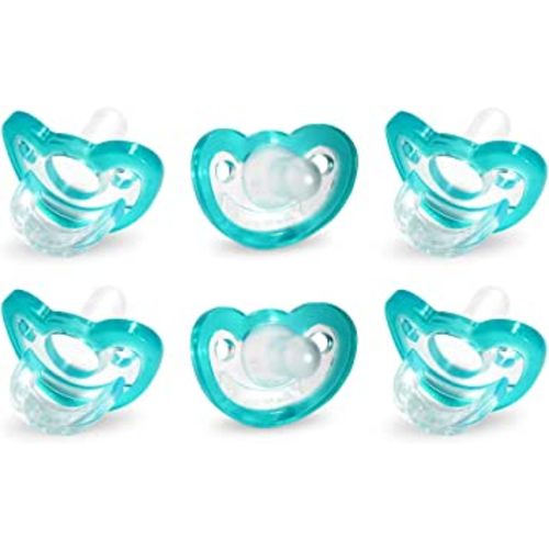 RaZbaby Jollypop Pacifier for Babies 3 Months and Up, USA Made, Natural Shaped Orthodontic Binky, Lovingly Shared in NICUs & Hospitals Worldwide, Medical-Grade 100% BPA-Free - 6 Pack - Teal