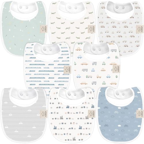 8-Pack Organic Baby Bibs for Girls & Boys - Teething Baby Bibs for Boy, Girl - Newborn Bibs for Baby Girl, Boy