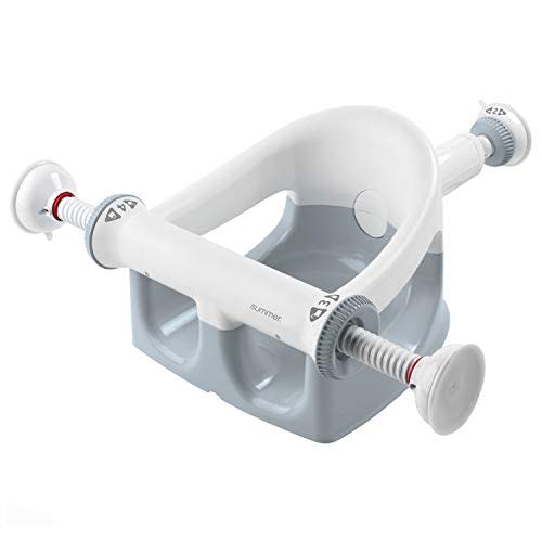 Summer Infant My Bath Seat for Sit-Up Baby Bathing, Sure & Secure Suction Cups, Backrest for Assisted Sitting, Easy Setup & Storage, Gray