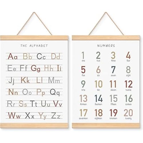 EliteSign Educational Preschool Learning Posters, Alphabet Numbers Posters for Toddlers, ABC Banner Wall Hanging Posters Decor for Classroom Playroom Nursery Kids Room, 12x17 Inch Set of 2