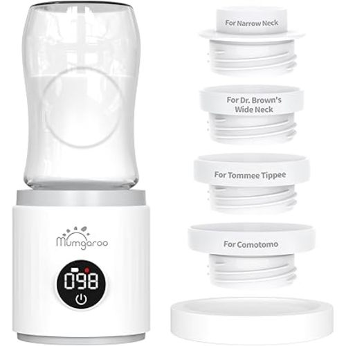Bottle Warmer, Portable Bottle Warmer, Fast Heating Baby Bottle Warmer with 4 Adapters, Rechargeable Travel Bottle Warmer with Precise Temperature Control for Breastmilk Formula