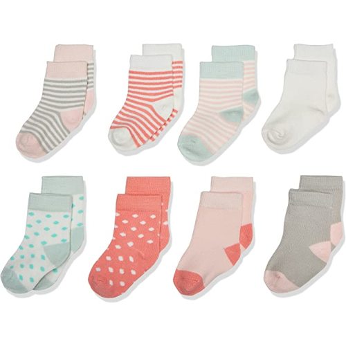Touched by Nature Unisex Baby Organic Cotton Socks - 0-6 Months - Coral Mint