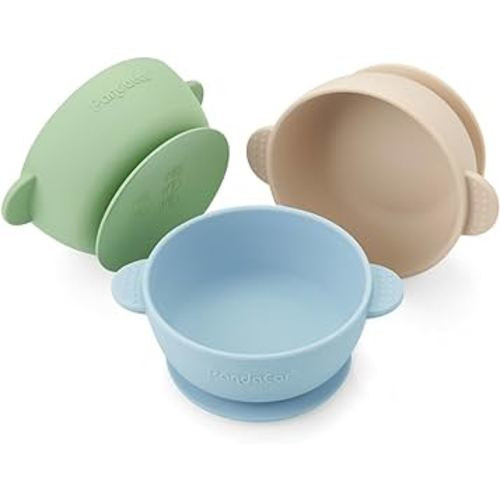 PandaEar 3 Pack Baby Bowls with Suction| Stay Put Silicone Food Bowl for Babies Kids Toddlers Infants| Food Grade Soft Safe BPA-Free Silicone (Multi-Color)
