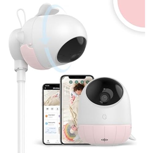 Ellie Baby Monitor,Covered Face Alert, Auto Photo Capture, 2K HD, Cry Soothing, 2-Way Talk, Virtual Fence, Night Vision, Temp Humidity, Breathing Detection
