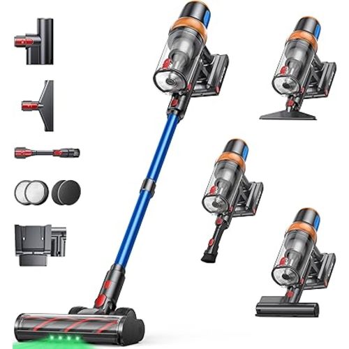 Cordless Vacuum Cleaner, 650W 55KPA 70Mins Vacuum Cleaners for Home, Upgraded Stick Vacuum with Extra Mattress Cleaning Tool, Self-Standing, Anti-Tangled Vacuum Cordless for Pet Hair/Floors/Carpets
