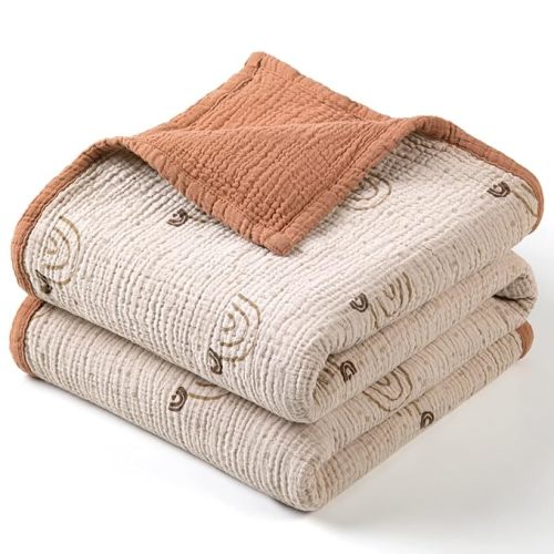 lulumoon Muslin Baby Blanket Neutral: Lightweight Cotton Blanket with Woodland - Ideal for Newborn to Toddler 47"x47" (Pine Forest)